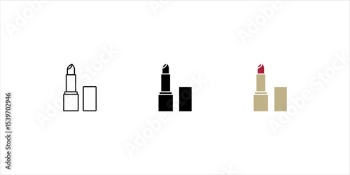 Lipstick icons in solid black and outlined style