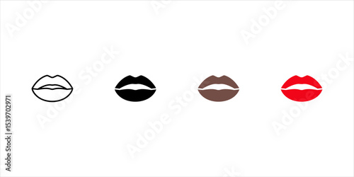 Lipstick kiss icon set. Vector linear icon isolated on white background.