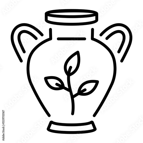 A linear style icon showing ceramic vase
