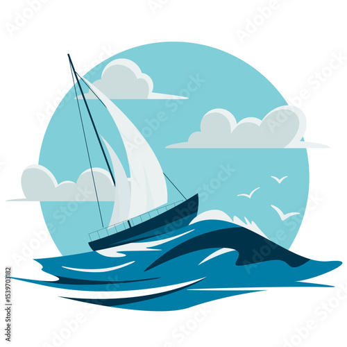 yacht on waves