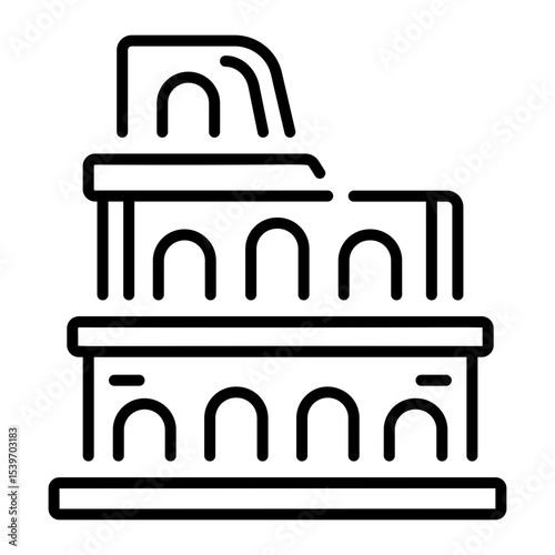 A line style icon showing colosseum