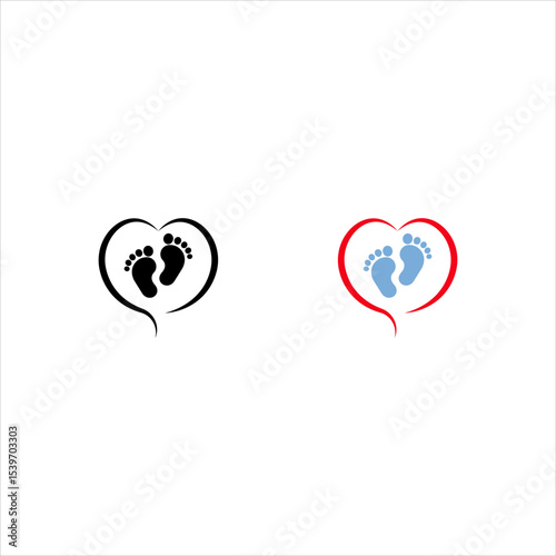 Baby footprint flat icon Vector stock illustration for poster