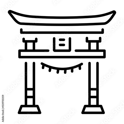 A line style icon showing torii gate
