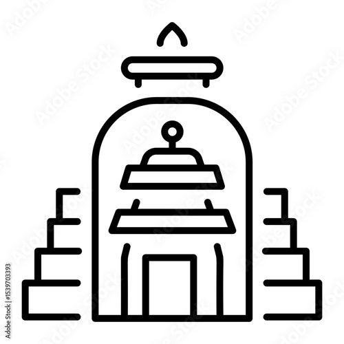An outline style icon showing temple