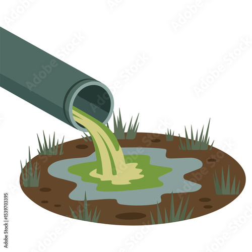 industrial discharge from pipe isolated vector illustration