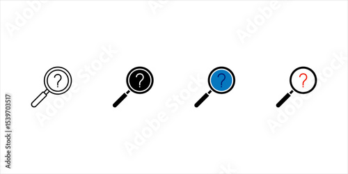 Problem solution search glyph icon. Magnifying glass with question mark. Silhouette symbol. Negative space. Vector isolated illustration
