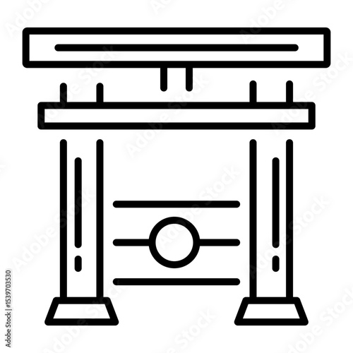A linear style icon showing guillotine