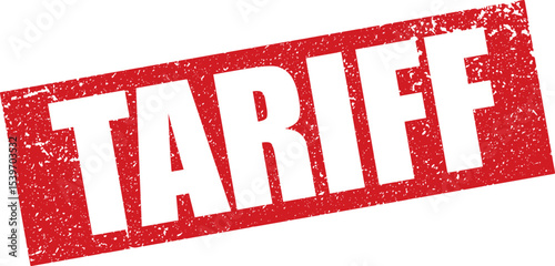 Red Tariff Rubber Stamp in Reverse Grunge Vector in Sharp Border, Transparent Background, Svg, Png