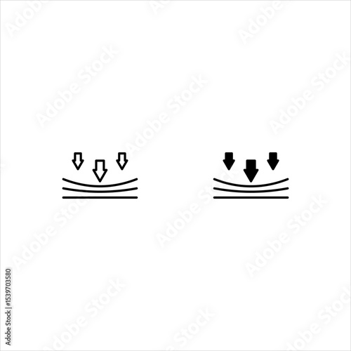 Elastic and resilient icon set. Symbol of soft and flexible. Logo of stretchy with arrow. Concept of bounce in line style. Sign isolated on white background. Vector.