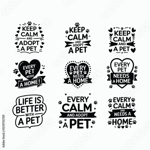 Pet Adoption Quote Bundle – Animal Rescue Typography Clipart Set