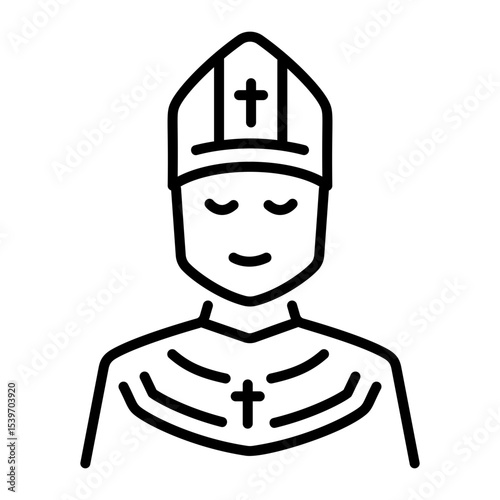 A linear style icon showing pope