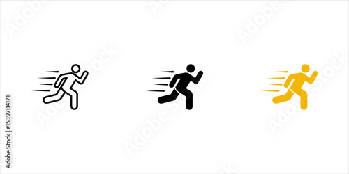 man fast run icon set, rush icon vector illustration