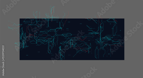 Circuit Board Background. Abstract Digital Connections, Glowing Data Lines, Neural Grid for AI Systems, Cyber UI, and Machine Learning Interfaces. Cyberspace Dark BG. Vector Illustration.