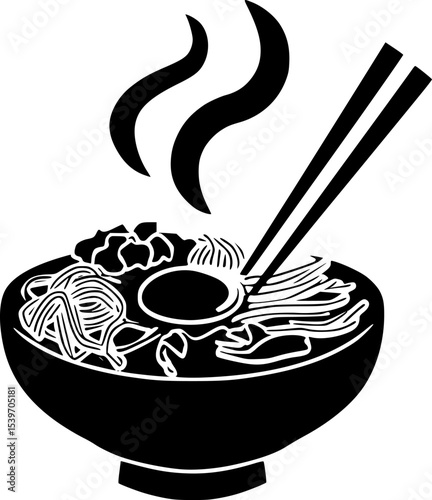 Ramen Black Silhouette Vector Noodle Bowl Design