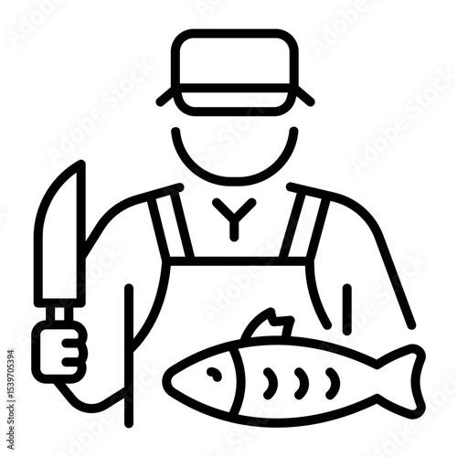 A line style icon showing fishmonger