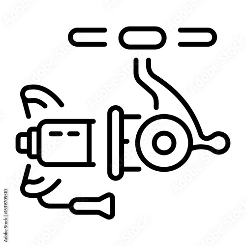 A line style icon showing fishing reel