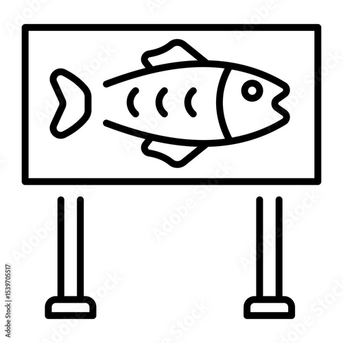 An outline style icon depicting fishing signboard