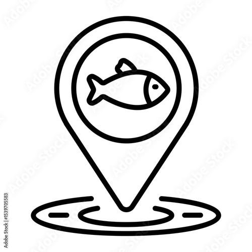 A linear style icon representing fish location