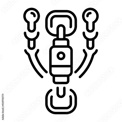 An outline style icon depicting swivel