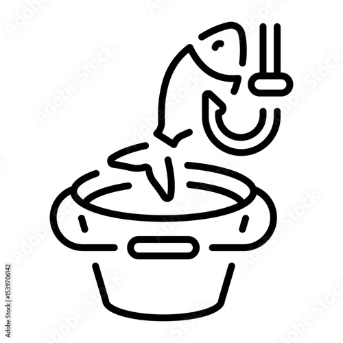 A line style icon showing bait bucket