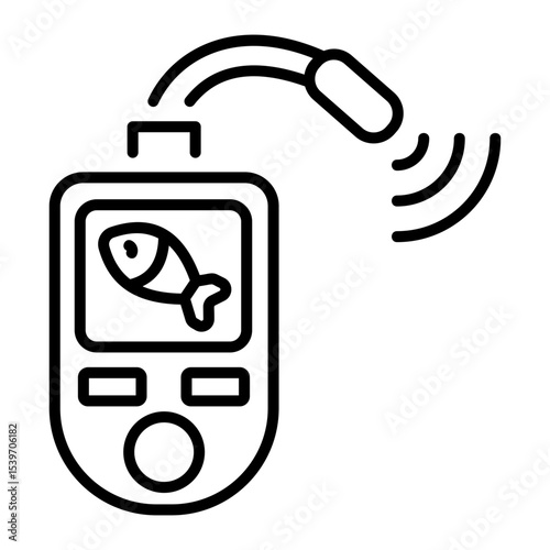 A line style icon showing fish detector