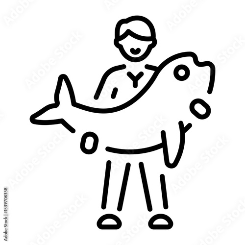 A line style icon showing big fish