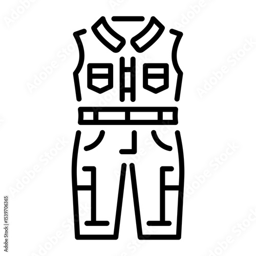 A linear style icon representing fishing dress