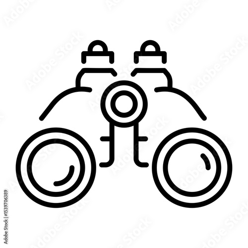A linear style icon representing binoculars