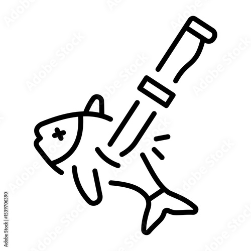A line style icon showing fish hunting