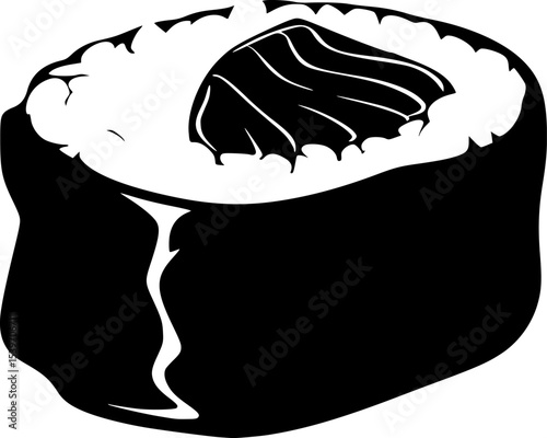 Sushi Black Silhouette Vector Japanese Food Art