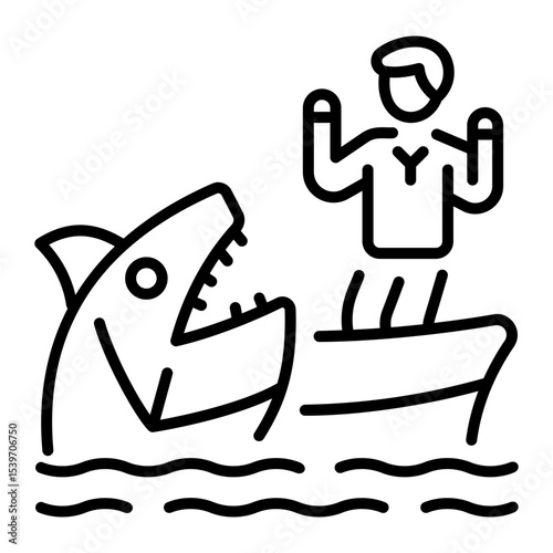 A linear style icon representing broadbill fish