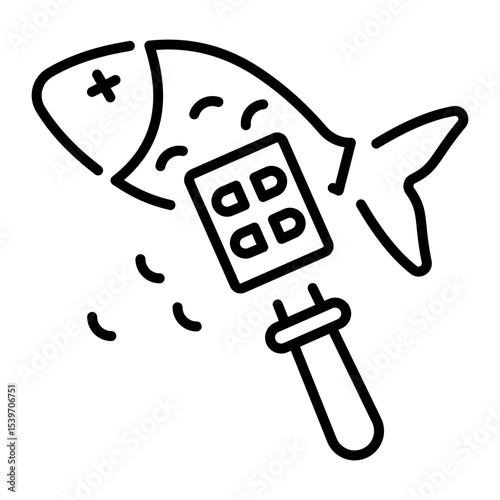 An outline style icon depicting cleaning fish