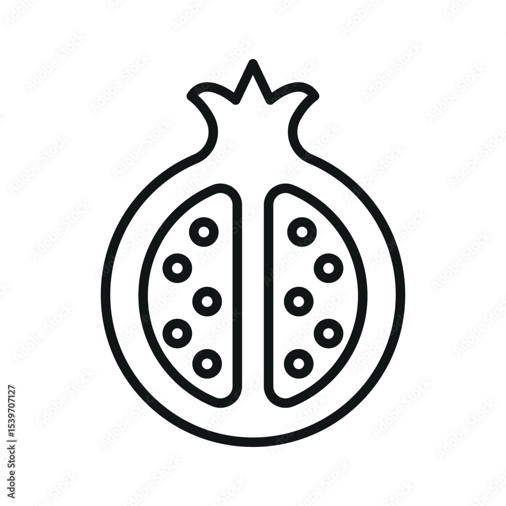 Line pomegranate icon for health, fruit diet visuals, and organic food design. Line pomegranate icon for health, fruit diet visuals, and organic food design.