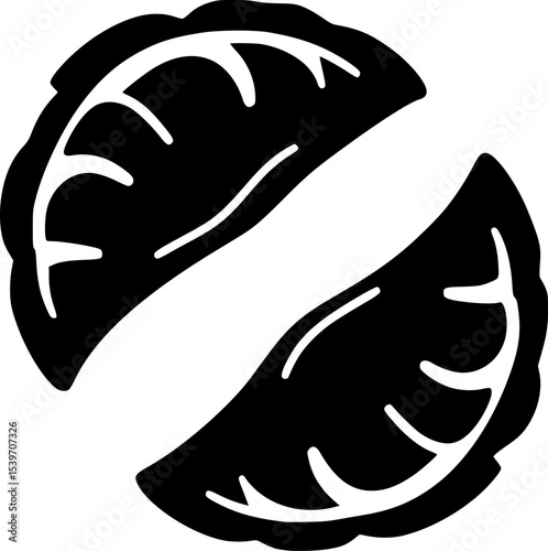 Gyoza Black Silhouette Vector Asian Dumpling Food