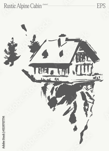 A Charming Rustic Alpine Cabin Set Within a Serene and Beautiful Mountain Landscape