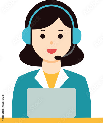 Businesswoman Wearing Headset Offering Assistance