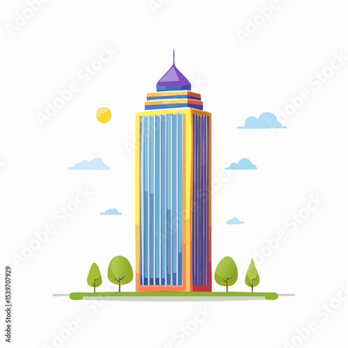 Colorful Skyscraper A Vibrant Cityscape Illustration