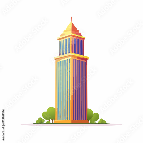 Colorful Skyscraper A Vibrant High-Rise Building Illustration