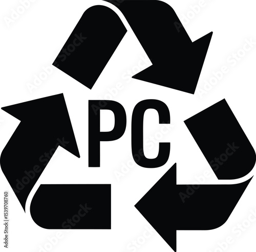 PC Recycle Icon, Plastic Resin Identification Code, Polycarbonate Recycling Symbol Vector Illustration.