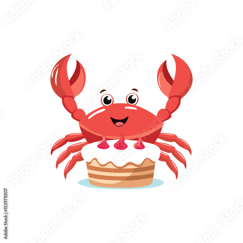 Cute Crab baking a cake