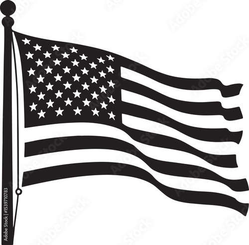 Majestic American flag waving on a flagpole, symbolizing national pride, freedom, and democratic values