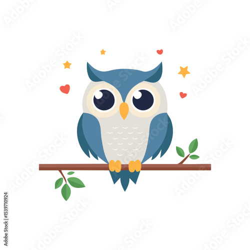 Cute Owl sleeping on a branch
