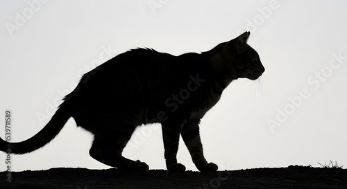 Silhouette of a Cat in Profile View