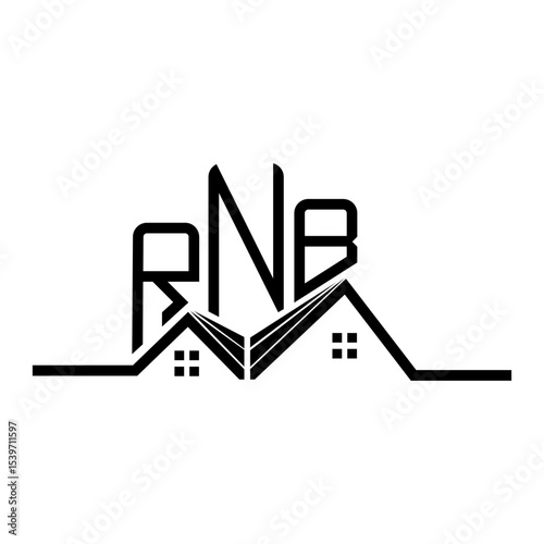 RNB Real State logo design, RNB simple and modern logo. RNB luxurious alphabet design