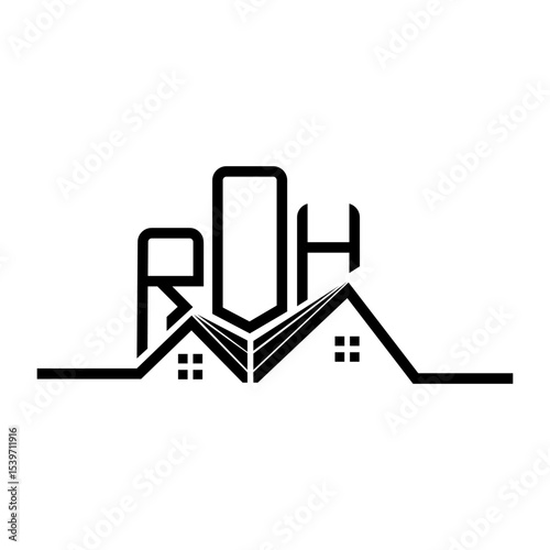 ROH Real State logo design, ROH simple and modern logo. ROH luxurious alphabet design