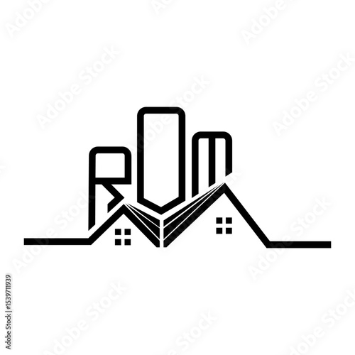 ROM Real State logo design, ROM simple and modern logo. ROM luxurious alphabet design