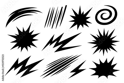 Speed Lines and Motion Burst Set, Dynamic Action Streaks