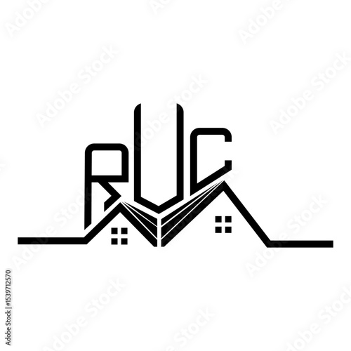 RUC Real State logo design, RUC simple and modern logo. RUC luxurious alphabet design