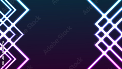Abstract Neon Geometric Design with Colorful Lights and Dark Background