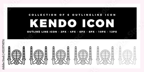 Kendo Icon Collection. 6 Outline Line Icons for Web and App Design